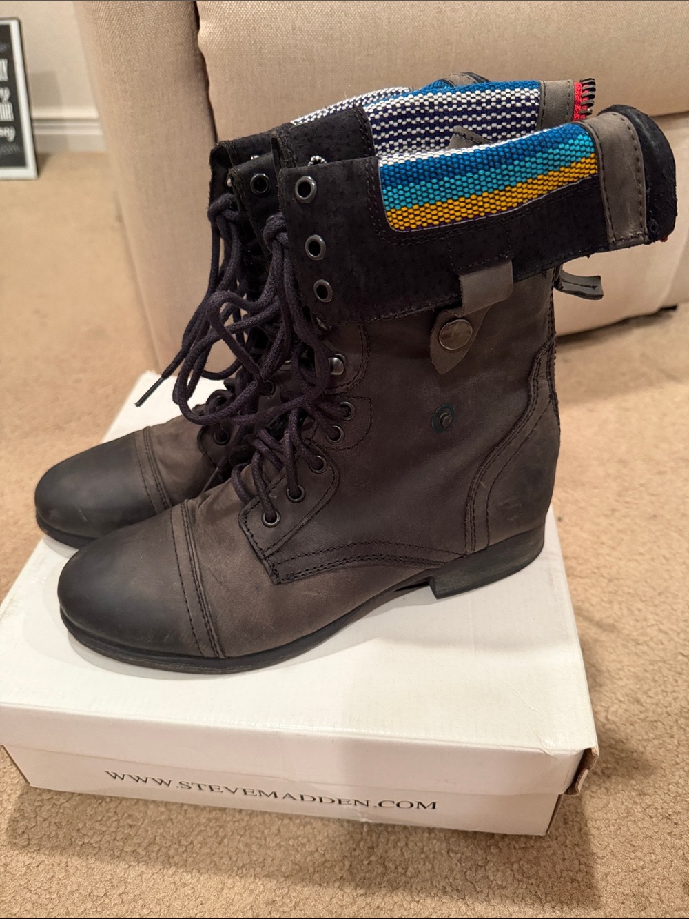 Steve Madden Black Combat Boots